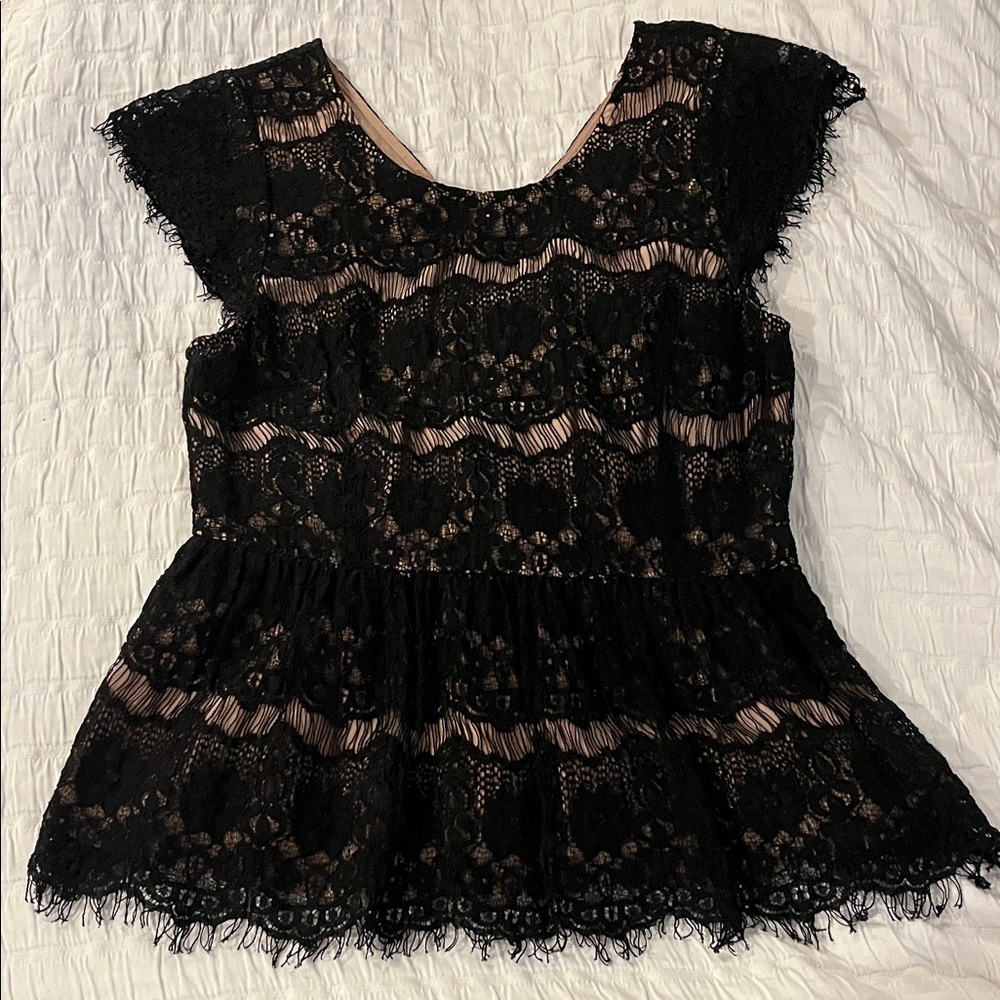 Mauve Black Lace Blouse